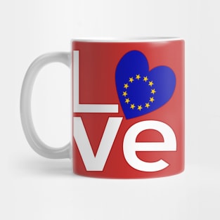 White Red European Union LOVE Mug